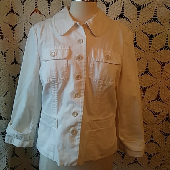 ann taylor white denim jacket
